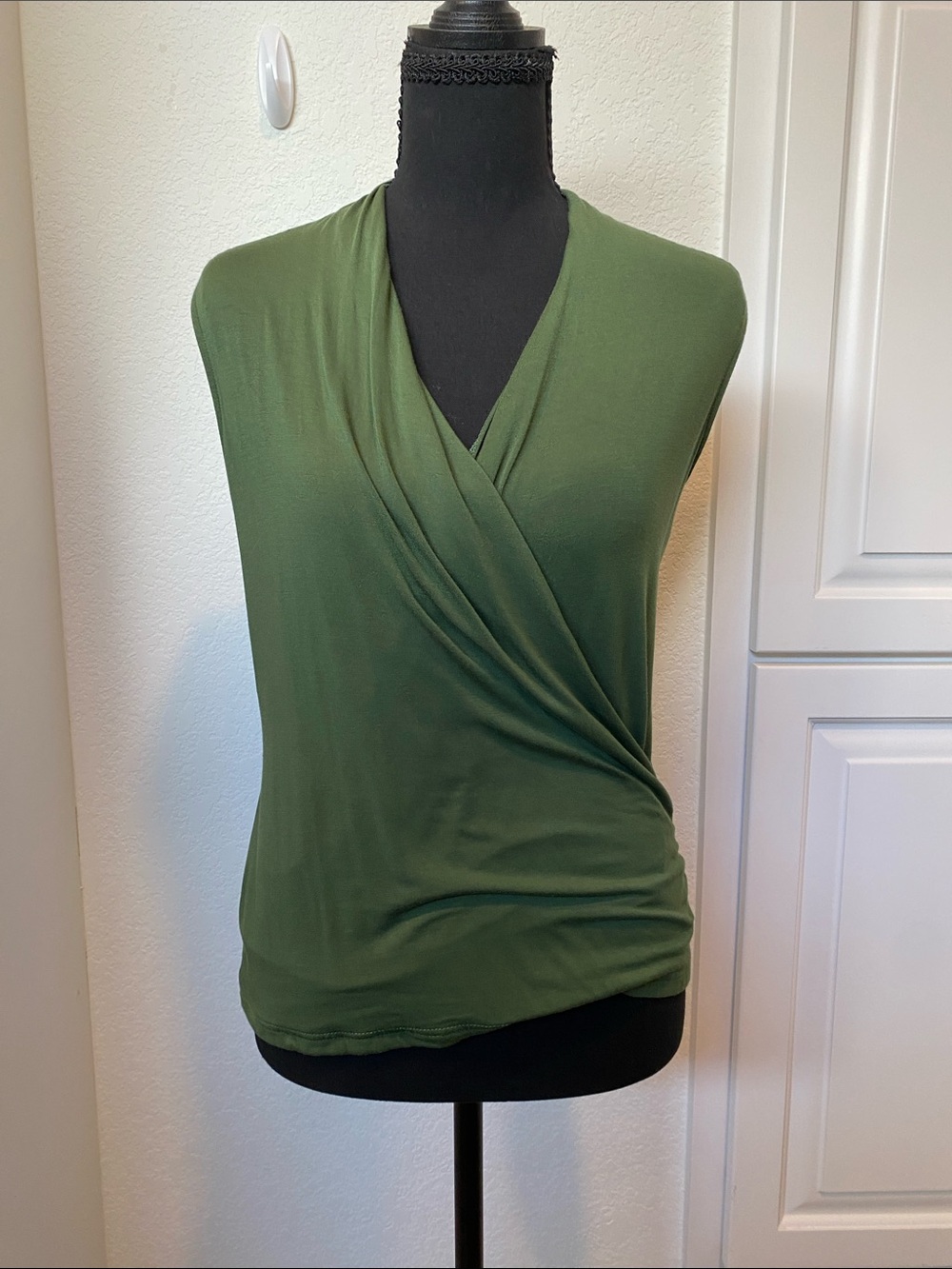Banana Republic Olive Green Sleeveless Wrap-Style Top